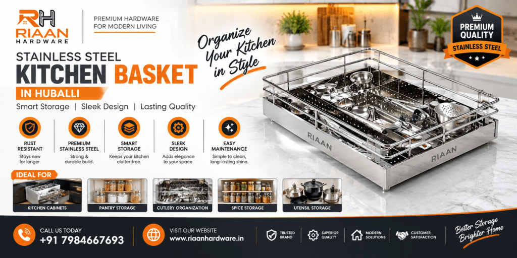 Stainless Steel Kitchen Basket in Huballi